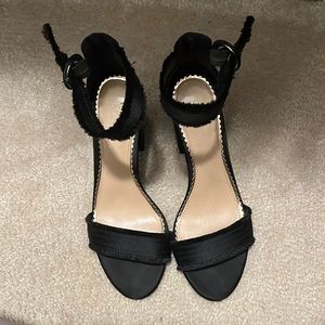 Black strapped wide heeled sandals